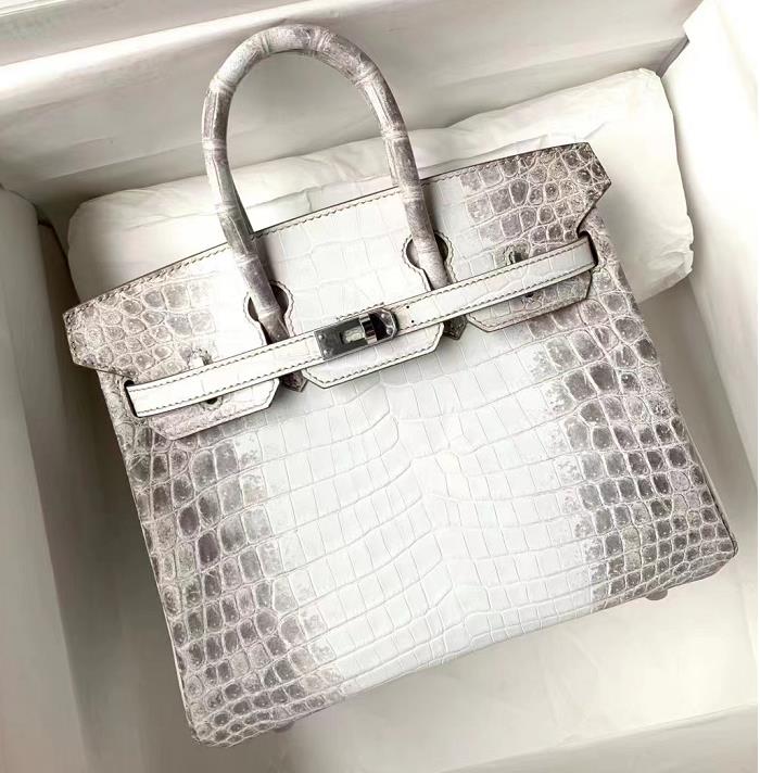 Uncle Bench Hermes Birkin Matte crocodile Himalaya Silver Hardware 25cm Full Handmade
