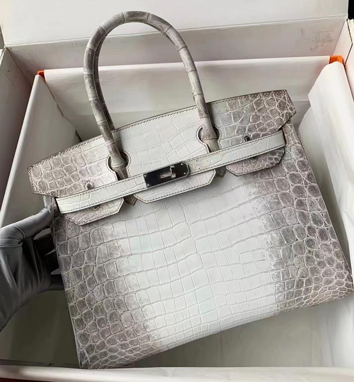 Uncle Bench Hermes Birkin Matte crocodile Himalaya Silver Hardware 30cm Full Handmade