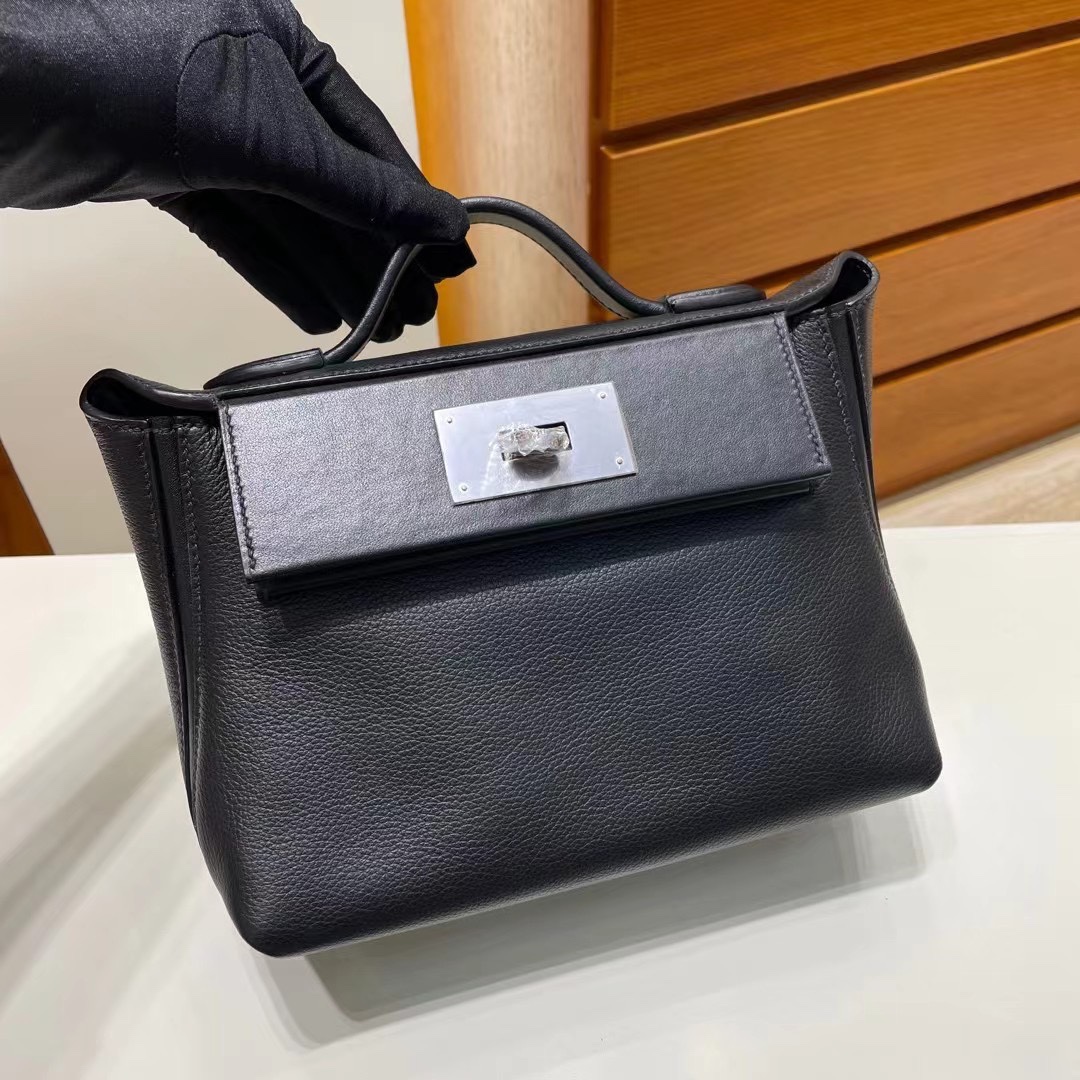 Uncle Bench Hermes Mini 2424 evecolor & swift ck89 black Silver Hardware PHW 21cm Full Handmade