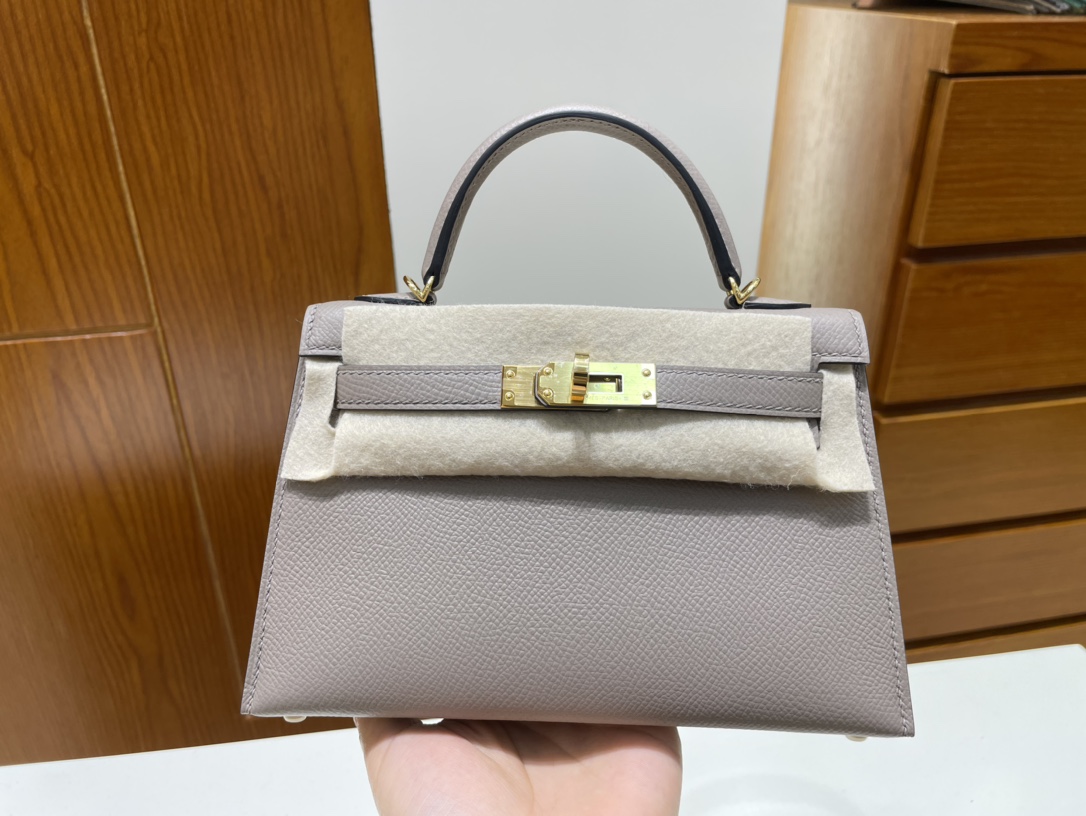 Uncle Bench Hermes Mini kelly ll epsom M8 Gris ashpite Gold Hardware PHW 19cm Full Handmade