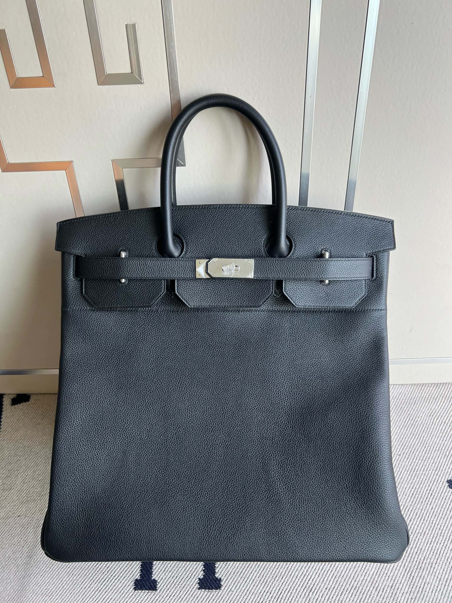 Uncle Bench Hermes HAC togo ck89 Noir Silver Hardware PHW 40cm Full Handmade