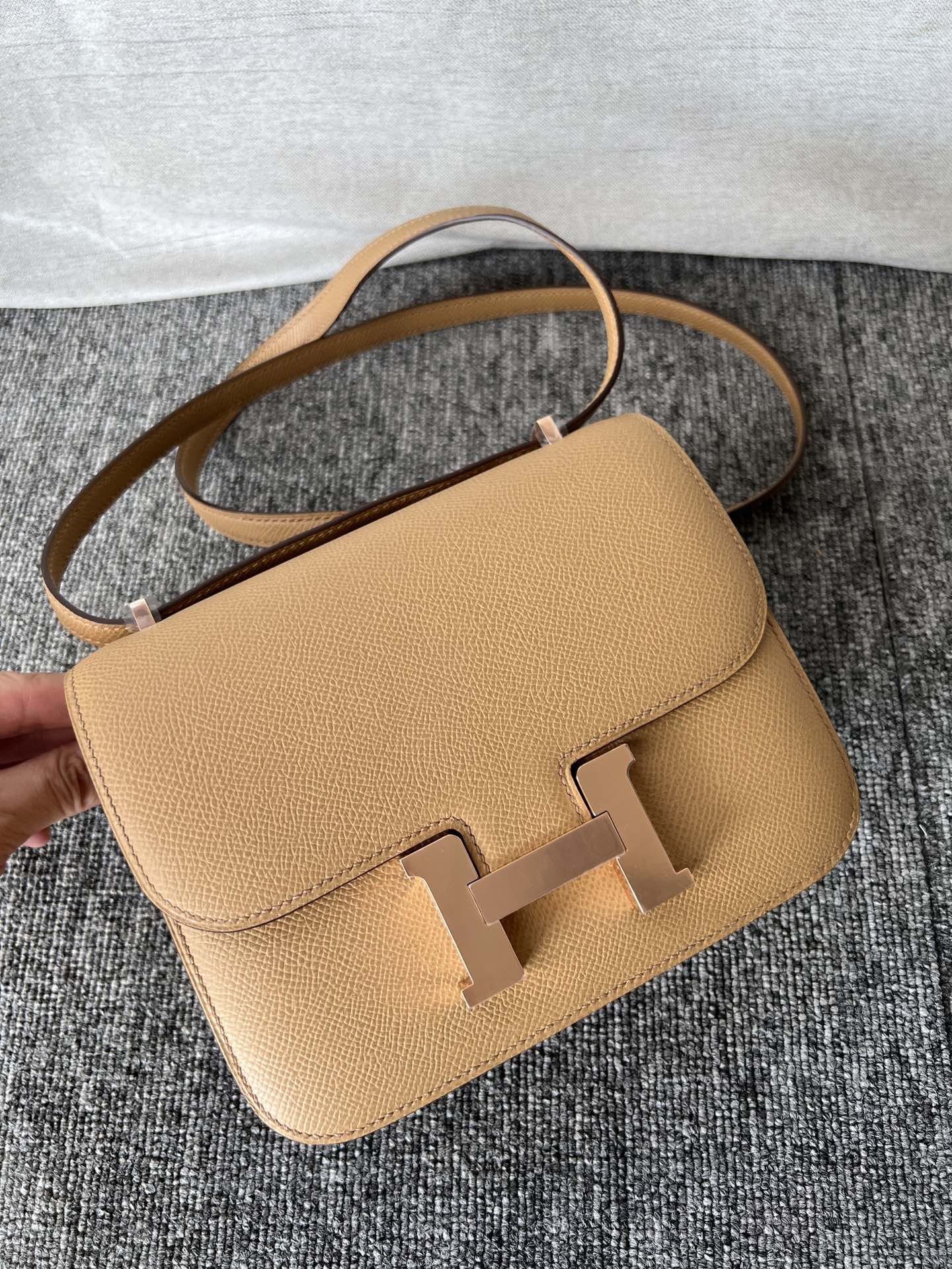 Uncle Bench Hermes Constance Epsom Tea color Rose Gold Hardware 18cm Full Handmade