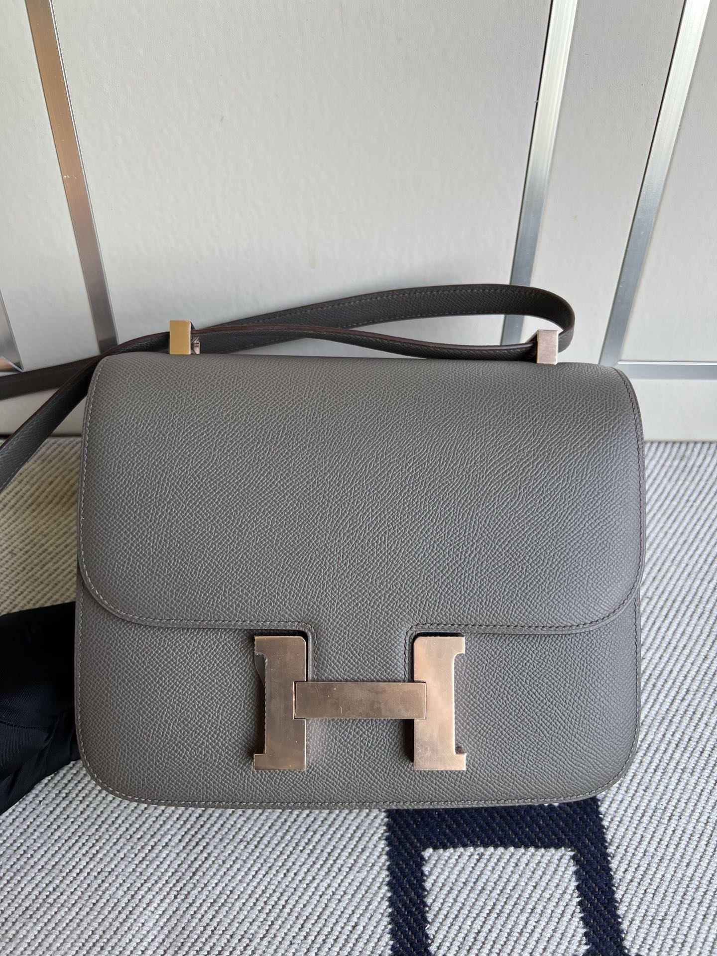 Uncle Bench Hermes Constance Epsom 8F Etain grey Rose Gold Hardware 24cm Full Handmade