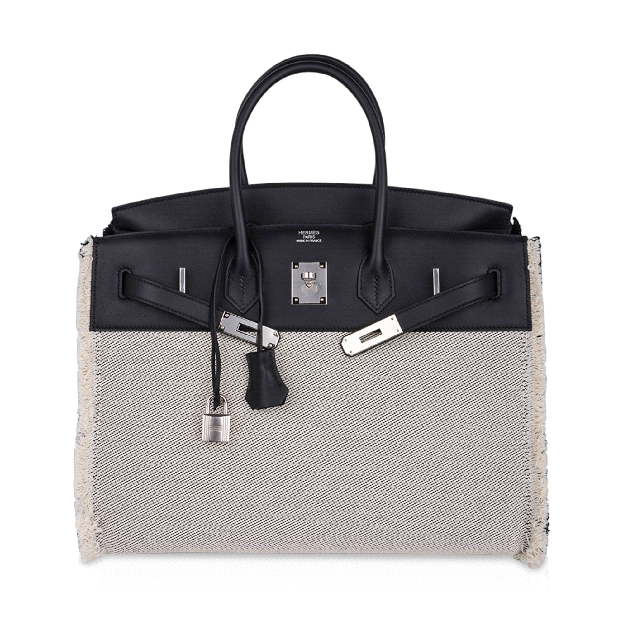 Hermès Birkin Fray Fray 35 Black Swift Leather / Toile – Limited Edition Hermes Birkin Fray Fray 35 Bag Black Swift Leather / Toile Limited Edition - view 9