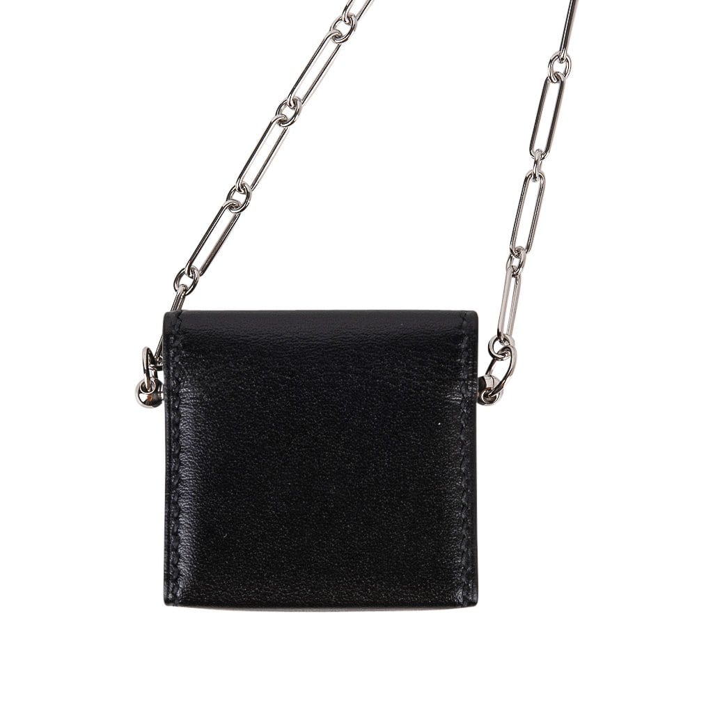 Hermès Micro Sac Noir 46 MM Noir Villandry Paper Clip Chain Palladium Hardware – Limited Edition Hermes Micro Sac Limited Edition Noir 46 MM Noir Villandry Paper Clip Chain Bag Palladium Hardware - view 10