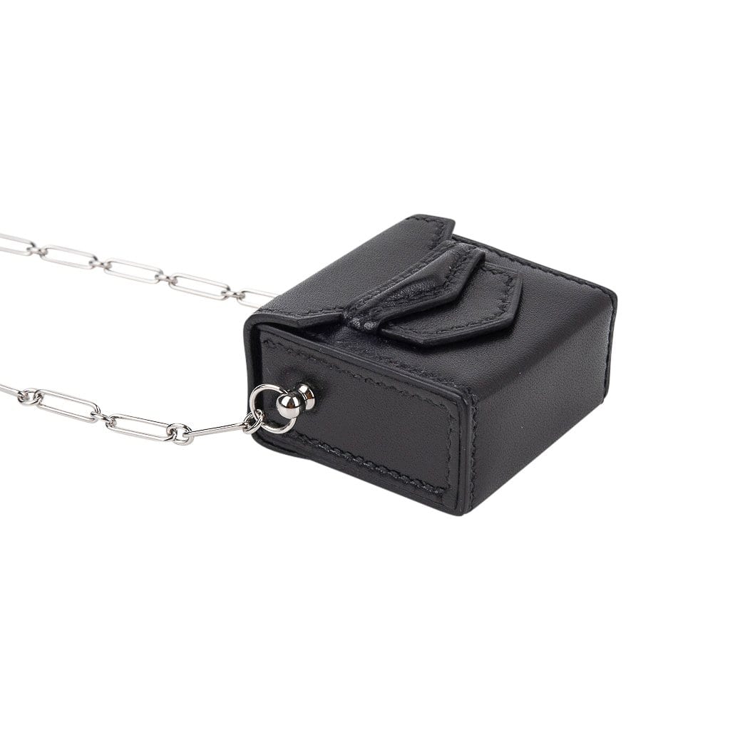 Hermès Micro Sac Noir 46 MM Noir Villandry Paper Clip Chain Palladium Hardware – Limited Edition Hermes Micro Sac Limited Edition Noir 46 MM Noir Villandry Paper Clip Chain Bag Palladium Hardware - view 2