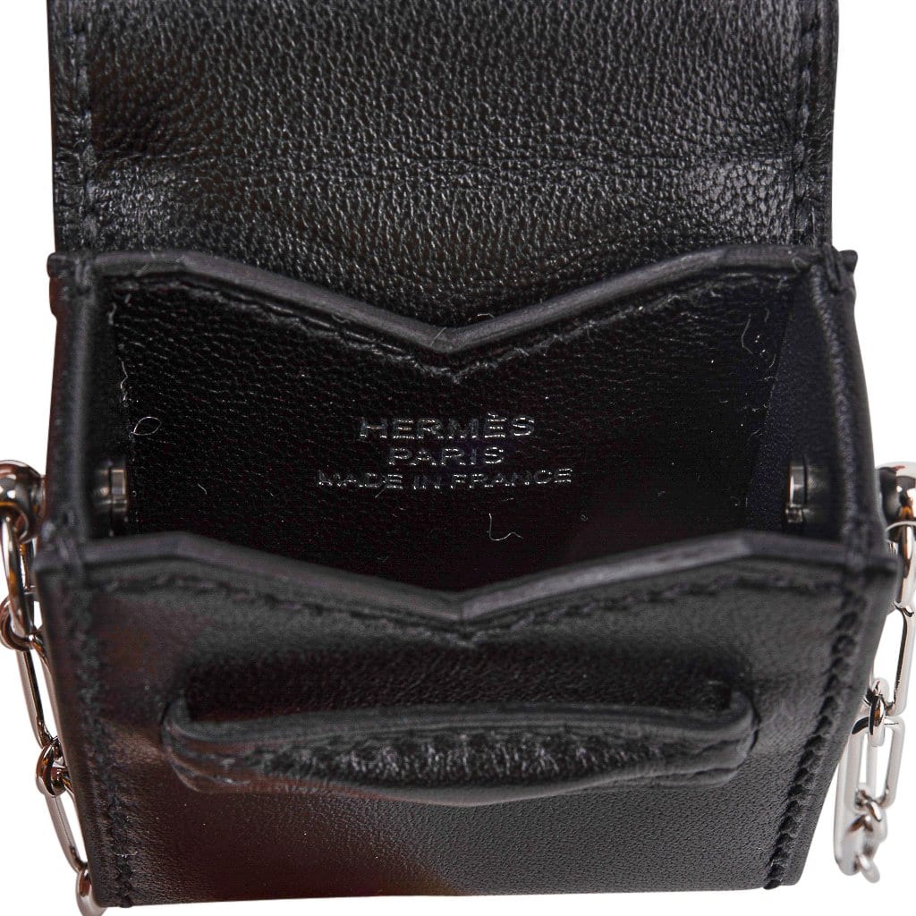 Hermès Micro Sac Noir 46 MM Noir Villandry Paper Clip Chain Palladium Hardware – Limited Edition Hermes Micro Sac Limited Edition Noir 46 MM Noir Villandry Paper Clip Chain Bag Palladium Hardware - view 11