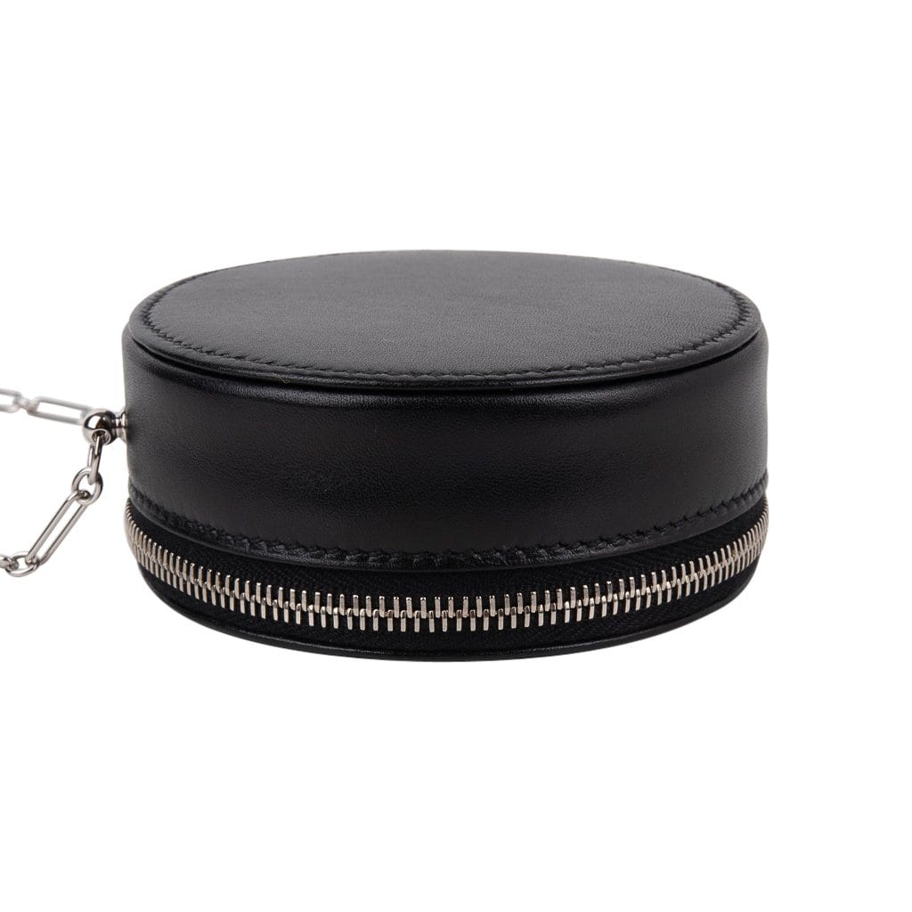 Hermès Micro Rond Veau Noir Villandry Paper Clip Chain – Limited Edition Hermes Limited Edition Micro Rond Veau Noir Villandry Bag Paper Clip Chain - view 6