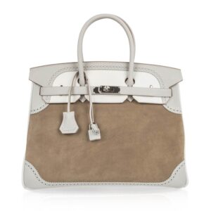 Hermes Birkin 35 Bag Grizzly Ghillies Gris Perle Gris Caillou Colour Limited Edition Rare