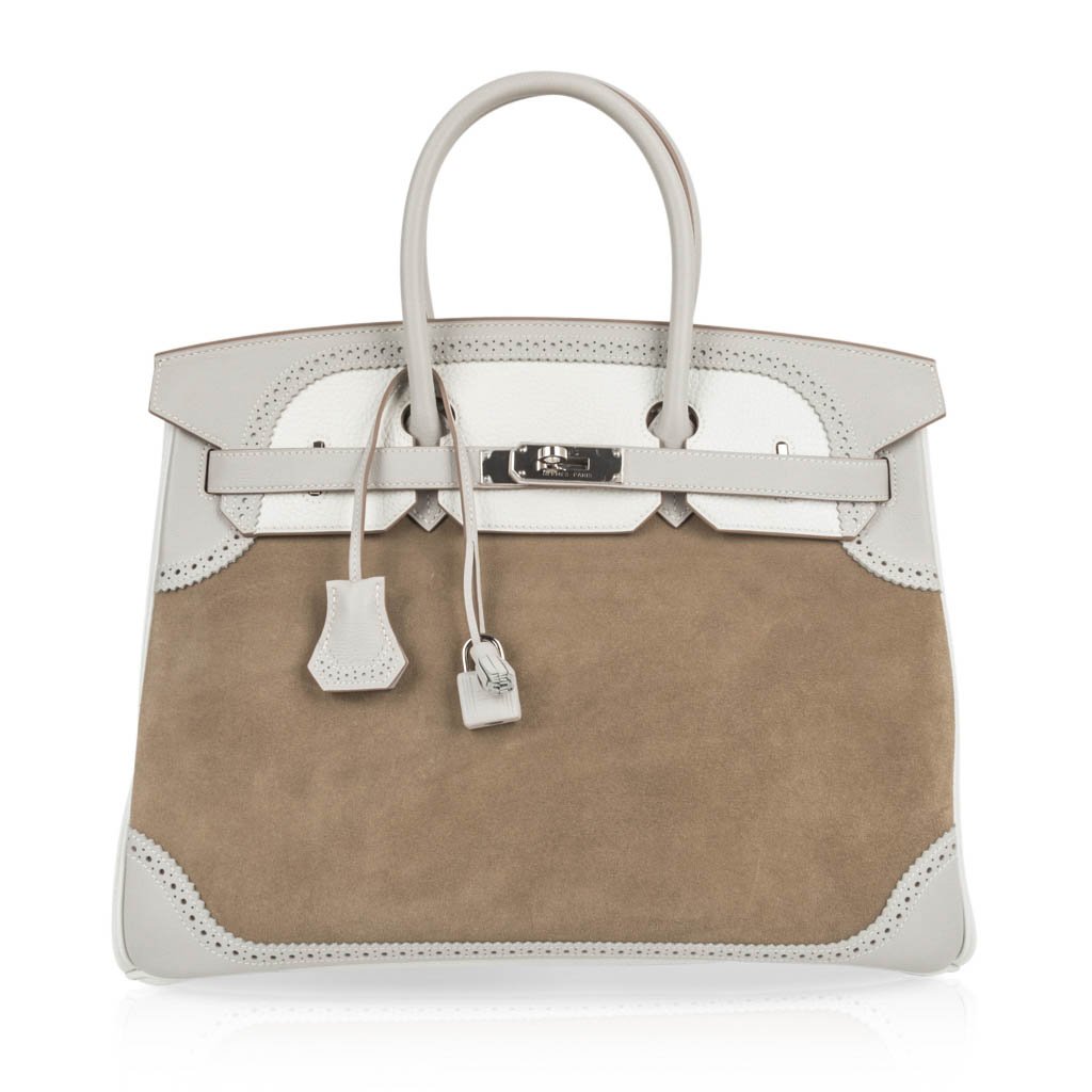 Hermès Birkin 35 Grizzly Ghillies Gris Perle Gris Caillou Colour – Limited Edition Hermes Birkin 35 Bag Grizzly Ghillies Gris Perle Gris Caillou Colour Limited Edition Rare