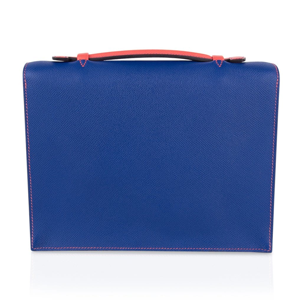 Hermès Special Order HSS Sac a Depeches 27 Electric Blue and Rose Jaipur Epsom with Gold Hardware – Limited Edition Hermes Limited Edition Special Order HSS Sac a Depeches 27 Bag Electric Blue & Rose Jaipur Epsom with Gold Hardware - view 8