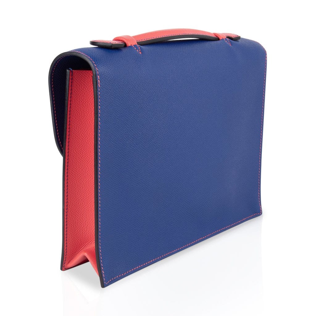 Hermès Special Order HSS Sac a Depeches 27 Electric Blue and Rose Jaipur Epsom with Gold Hardware – Limited Edition Hermes Limited Edition Special Order HSS Sac a Depeches 27 Bag Electric Blue & Rose Jaipur Epsom with Gold Hardware - view 9