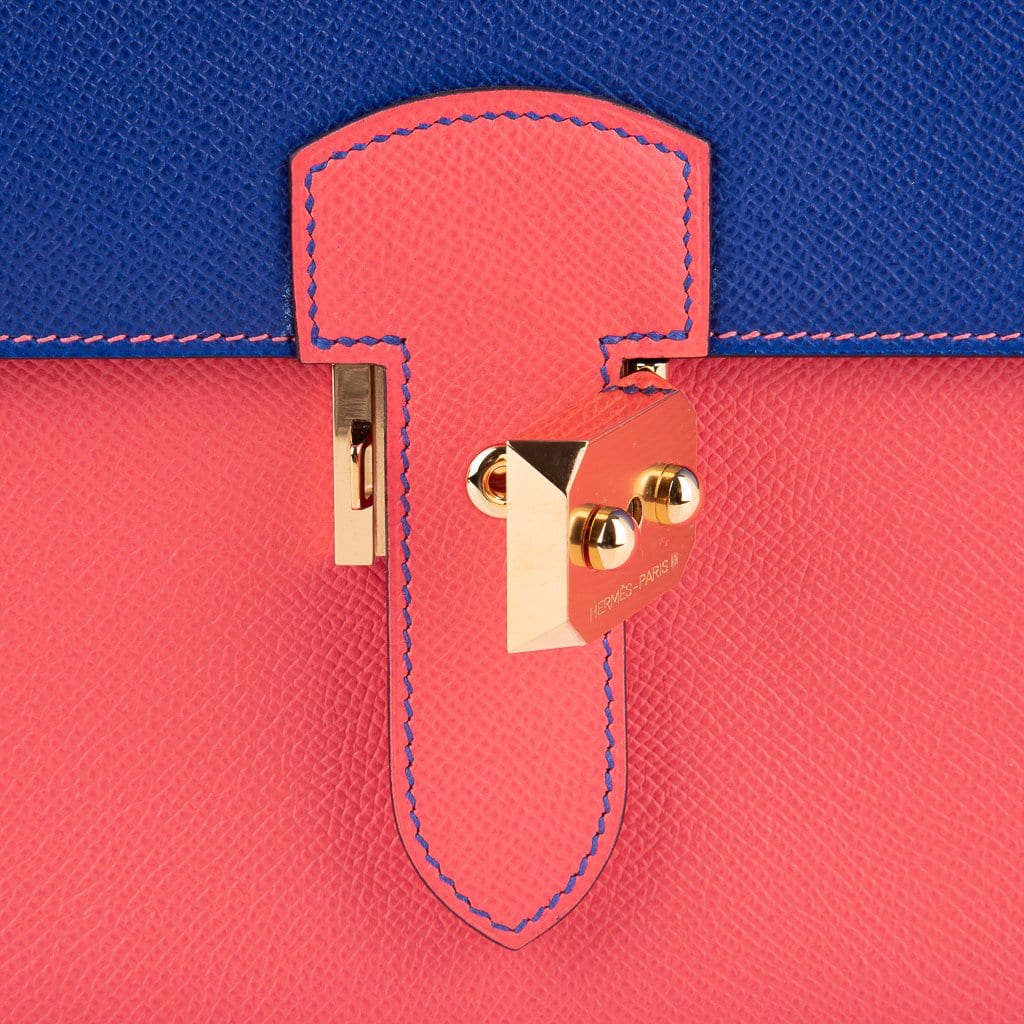 Hermès Special Order HSS Sac a Depeches 27 Electric Blue and Rose Jaipur Epsom with Gold Hardware – Limited Edition Hermes Limited Edition Special Order HSS Sac a Depeches 27 Bag Electric Blue & Rose Jaipur Epsom with Gold Hardware - view 12
