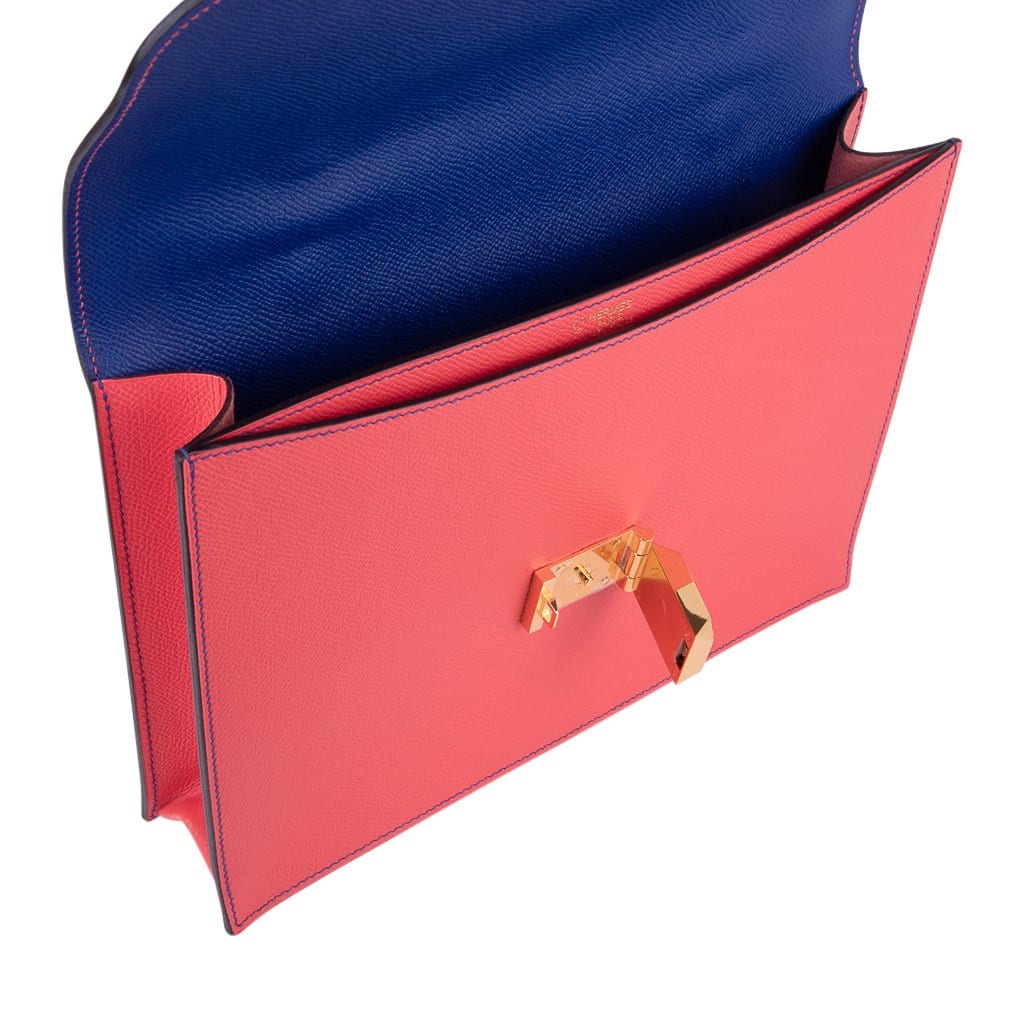 Hermès Special Order HSS Sac a Depeches 27 Electric Blue and Rose Jaipur Epsom with Gold Hardware – Limited Edition Hermes Limited Edition Special Order HSS Sac a Depeches 27 Bag Electric Blue & Rose Jaipur Epsom with Gold Hardware - view 11