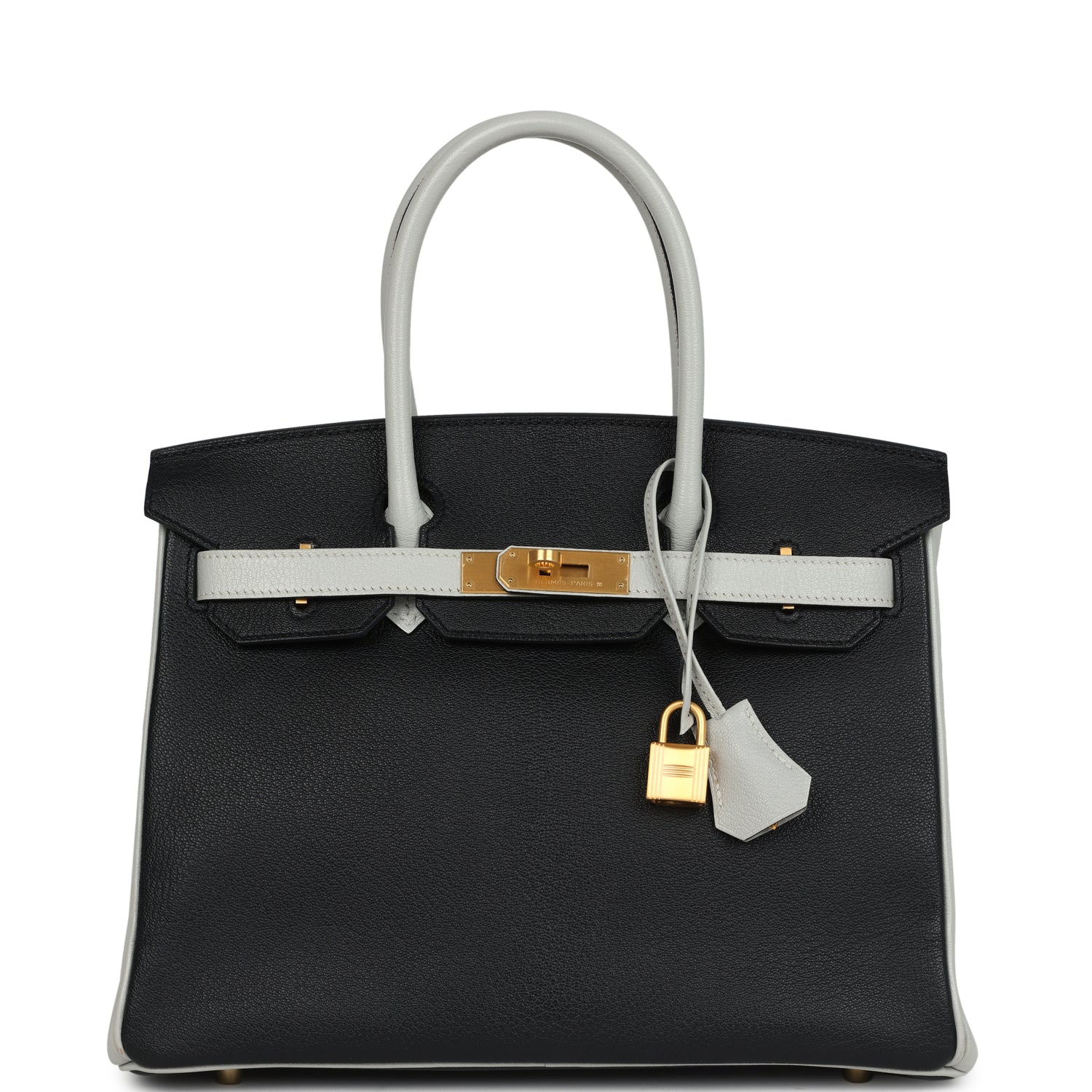 Hermès Special Order (HSS) Birkin 30 Black, Gris Perle Chevre Mysore Brushed Gold Hardware Hermes Special Order (HSS) Birkin 30 Black, Gris Perle Chevre Mysore Brushed Gold Hardware