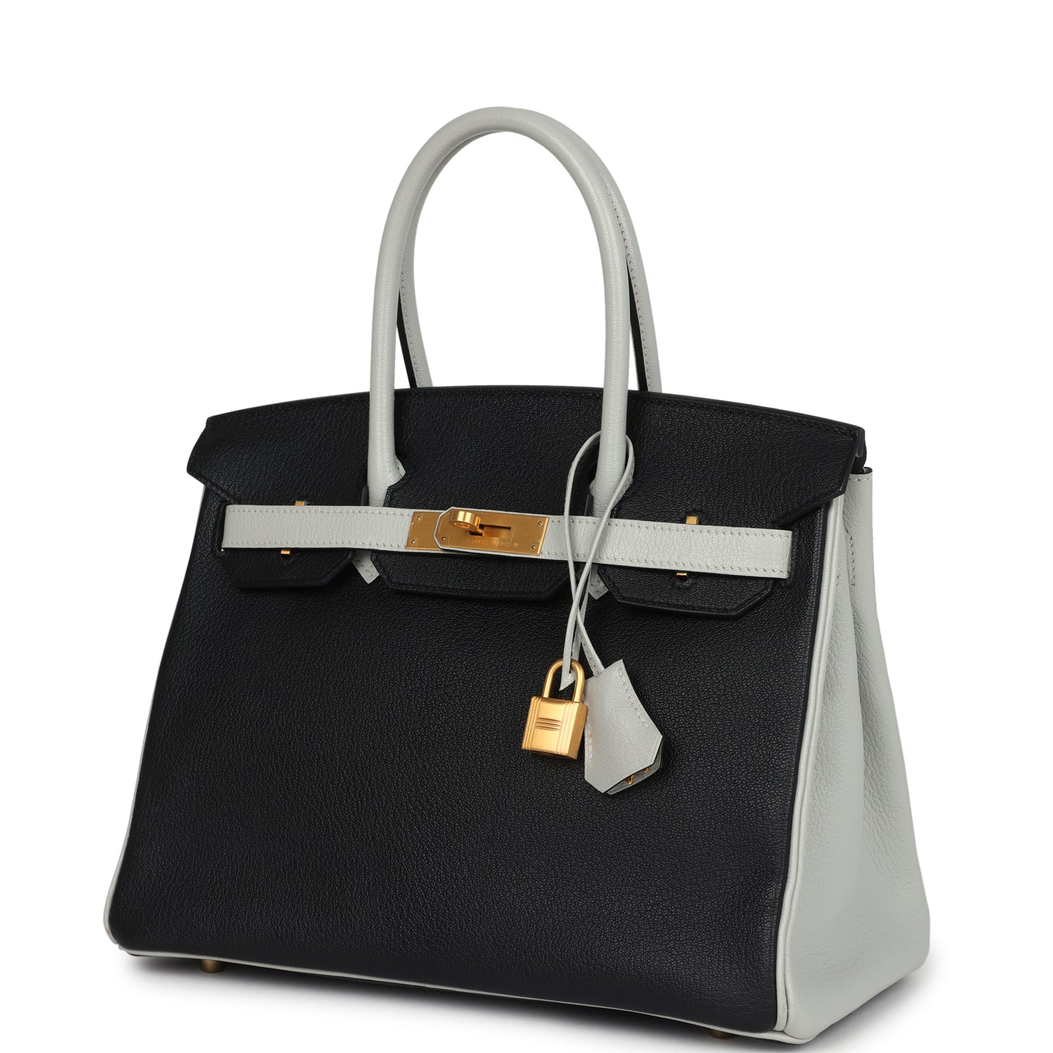 Hermès Special Order (HSS) Birkin 30 Black, Gris Perle Chevre Mysore Brushed Gold Hardware Hermes Special Order (HSS) Birkin 30 Black, Gris Perle Chevre Mysore Brushed Gold Hardware - View 5