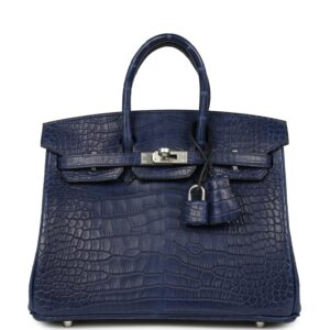 Hermes Birkin 25 Bleu Saphir Matte Alligator Palladium Hardware