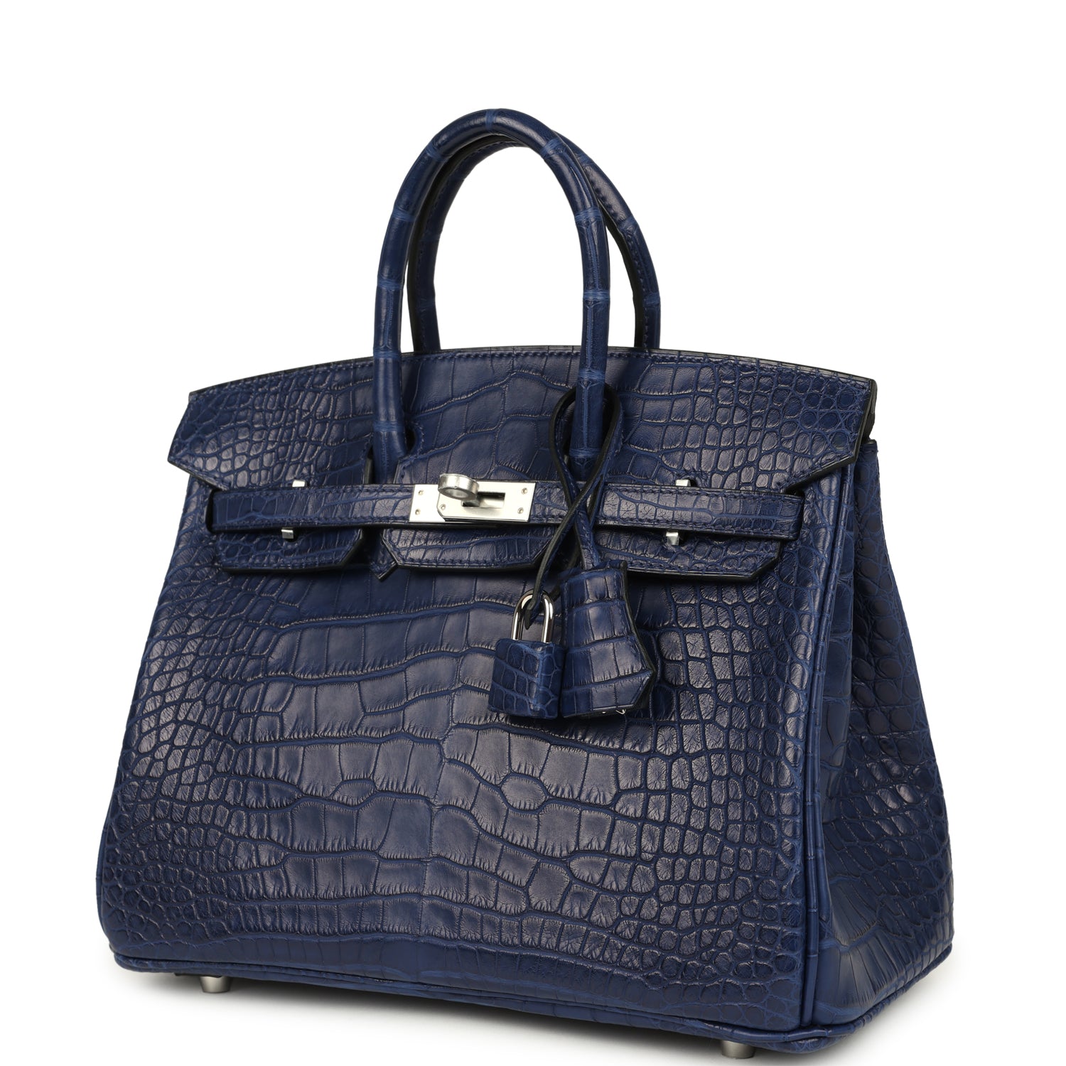 Hermès Birkin 25 Bleu Saphir Matte Alligator Palladium Hardware Hermes Birkin 25 Bleu Saphir Matte Alligator Palladium Hardware - view 5