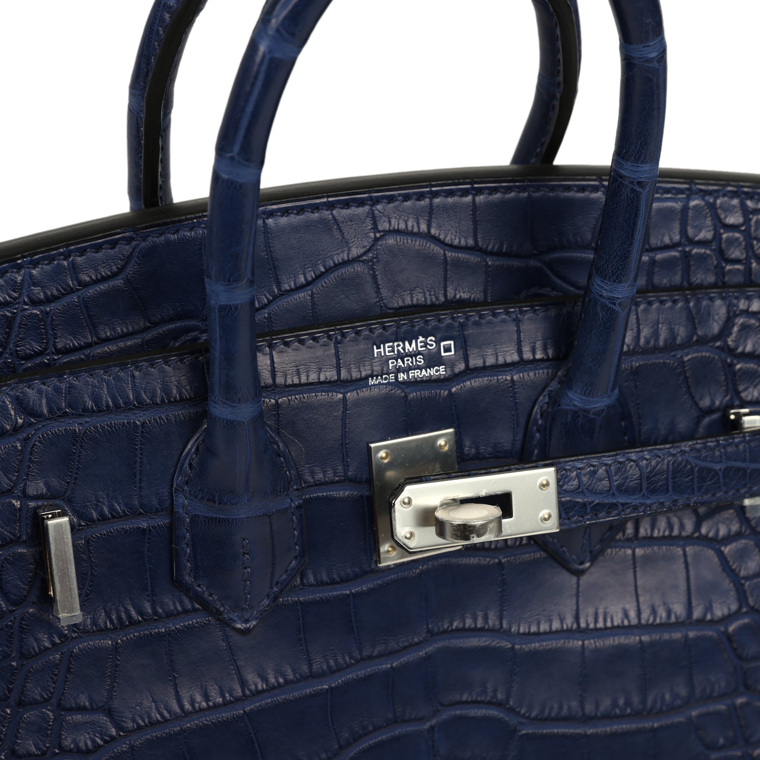 Hermès Birkin 25 Bleu Saphir Matte Alligator Palladium Hardware Hermes Birkin 25 Bleu Saphir Matte Alligator Palladium Hardware - view 7