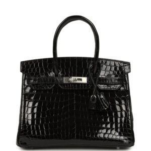 Hermes Birkin 30 Black Shiny Crocodile Niloticus Palladium Hardware