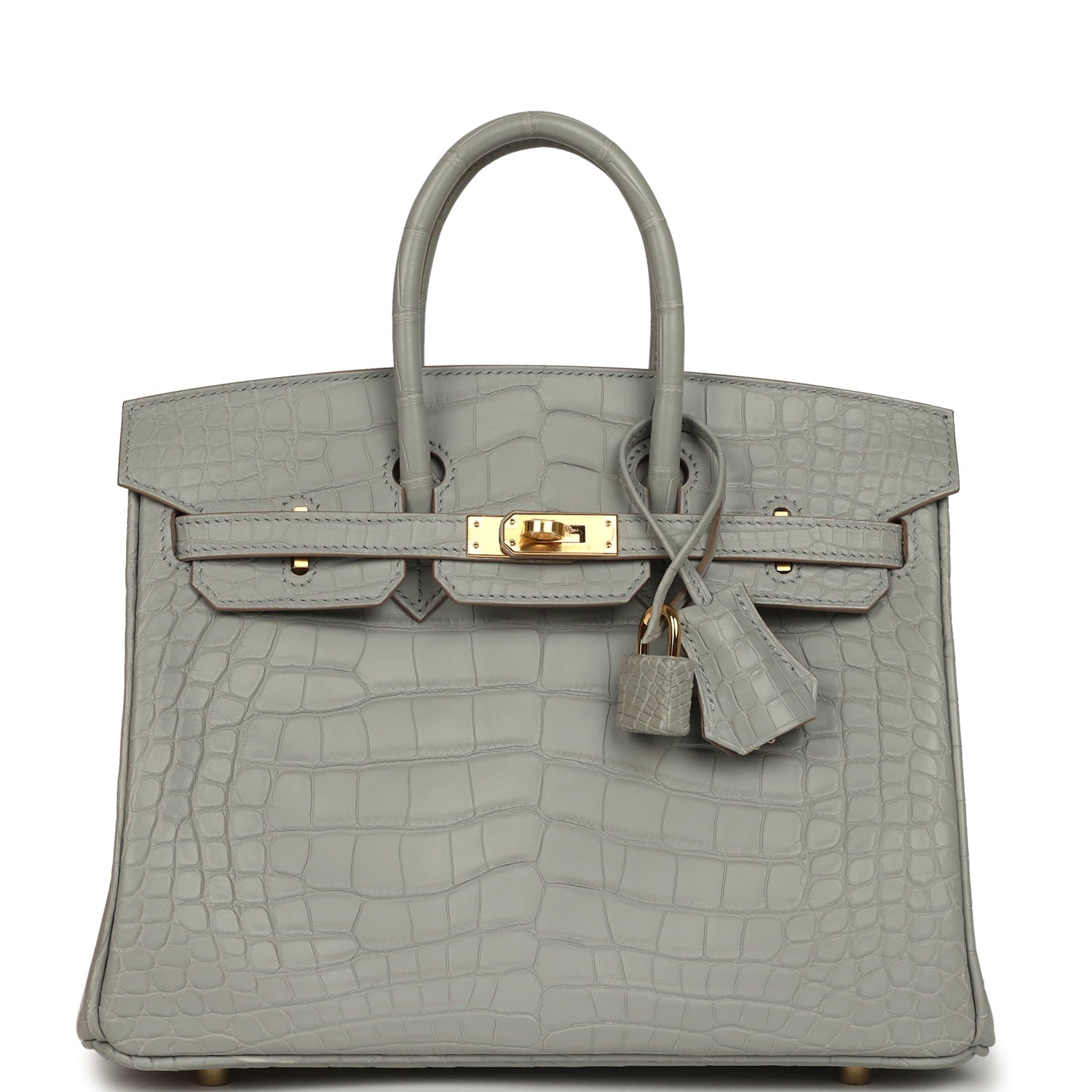 Hermès Birkin 25 Gris Perle Matte Alligator Gold Hardware Hermes Birkin 25 Gris Perle Matte Alligator Gold Hardware