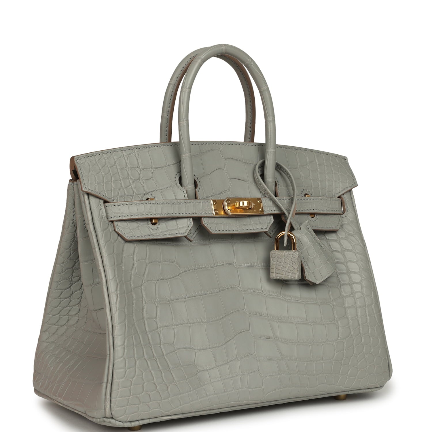 Hermès Birkin 25 Gris Perle Matte Alligator Gold Hardware Hermes Birkin 25 Gris Perle Matte Alligator Gold Hardware - view 2