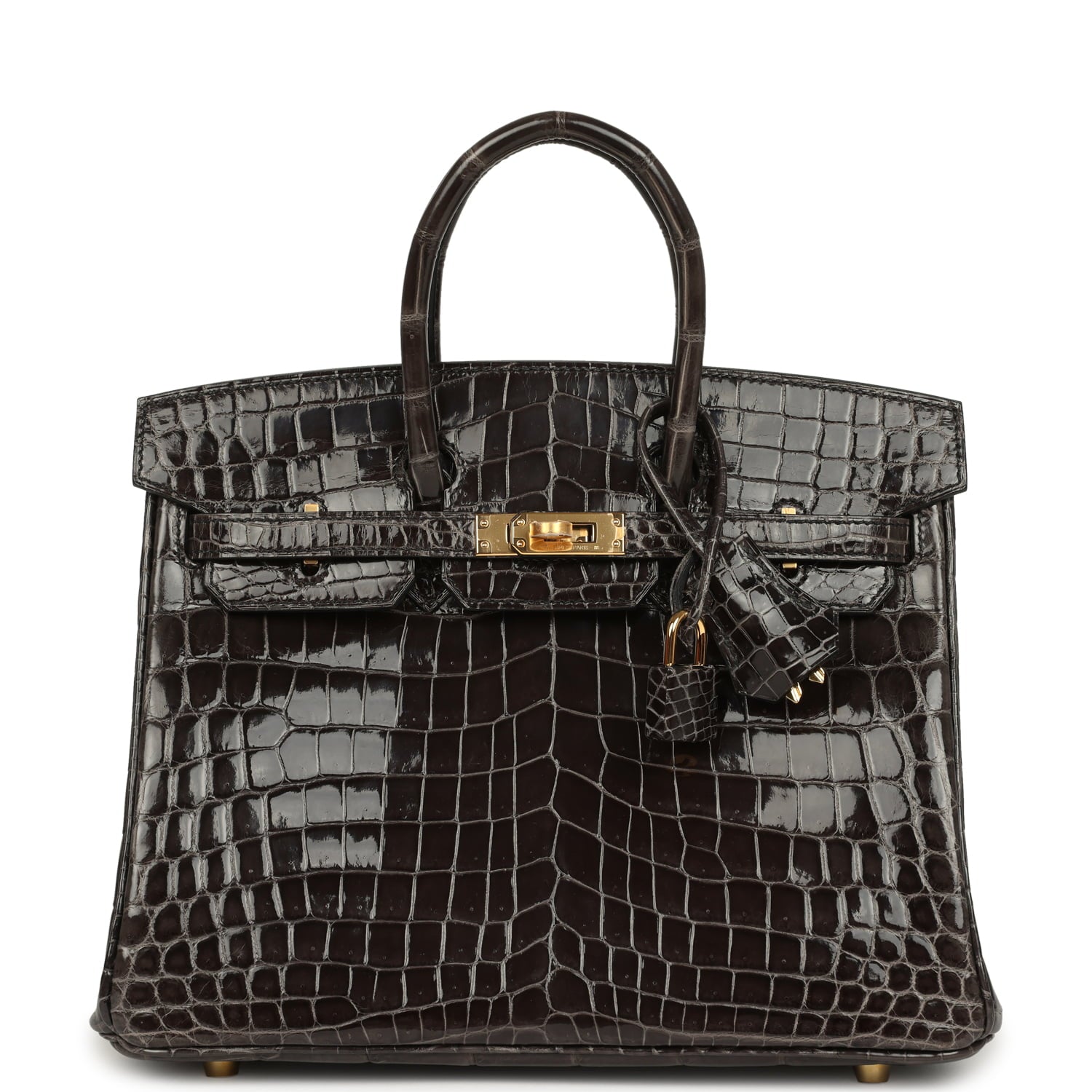Hermès Birkin 25 Graphite Shiny Niloticus Crocodile Gold Hardware Hermes Birkin 25 Graphite Shiny Niloticus Crocodile Gold Hardware