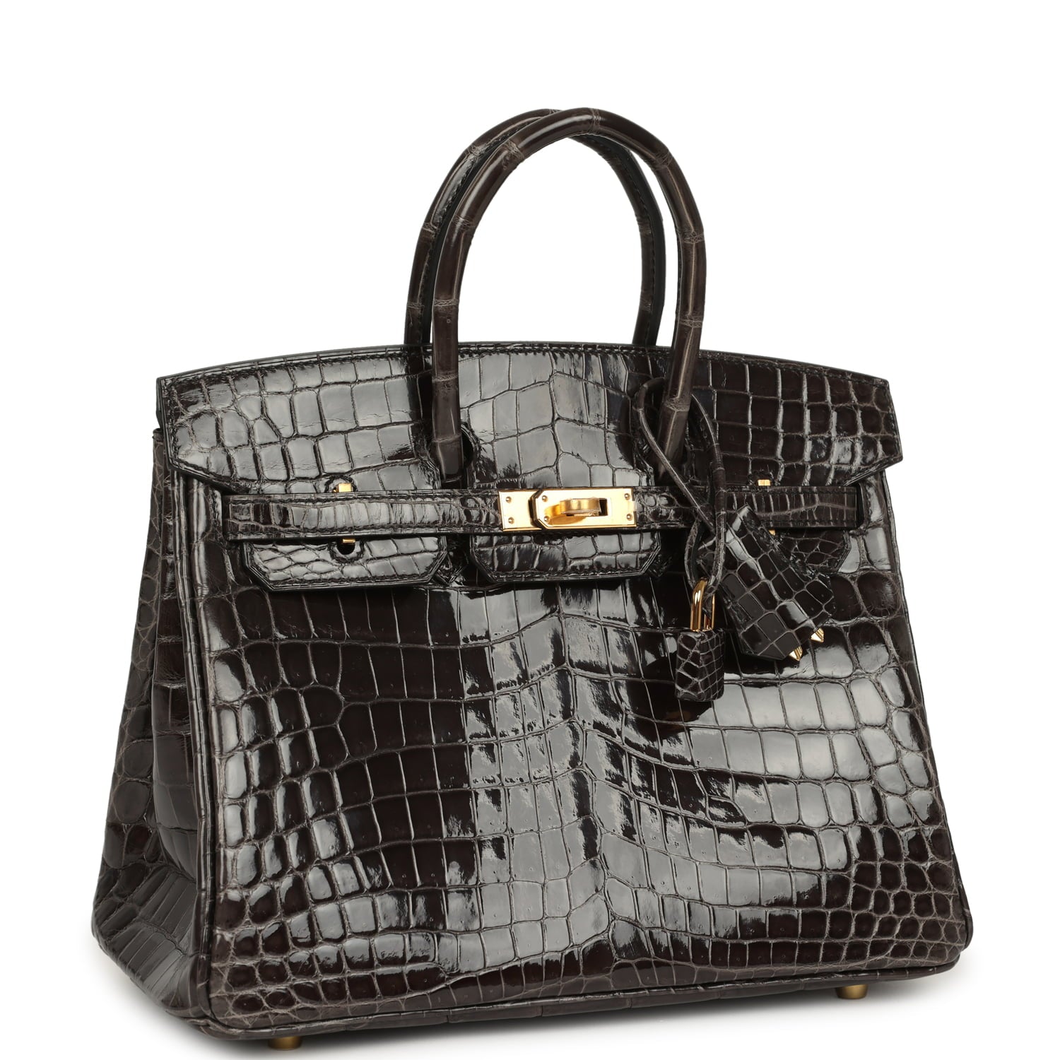 Hermès Birkin 25 Graphite Shiny Niloticus Crocodile Gold Hardware Hermes Birkin 25 Graphite Shiny Niloticus Crocodile Gold Hardware - view 2
