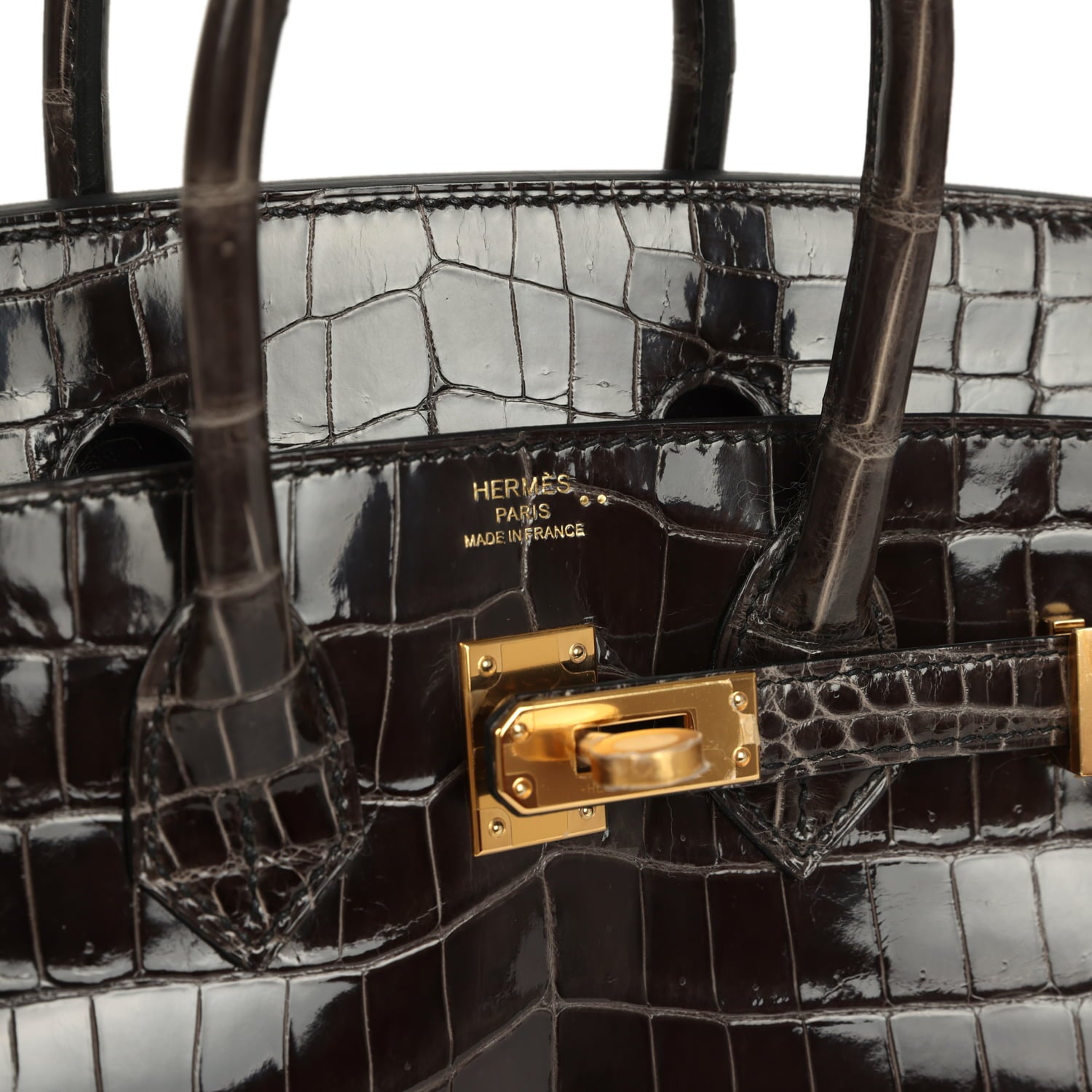 Hermès Birkin 25 Graphite Shiny Niloticus Crocodile Gold Hardware Hermes Birkin 25 Graphite Shiny Niloticus Crocodile Gold Hardware - view 7