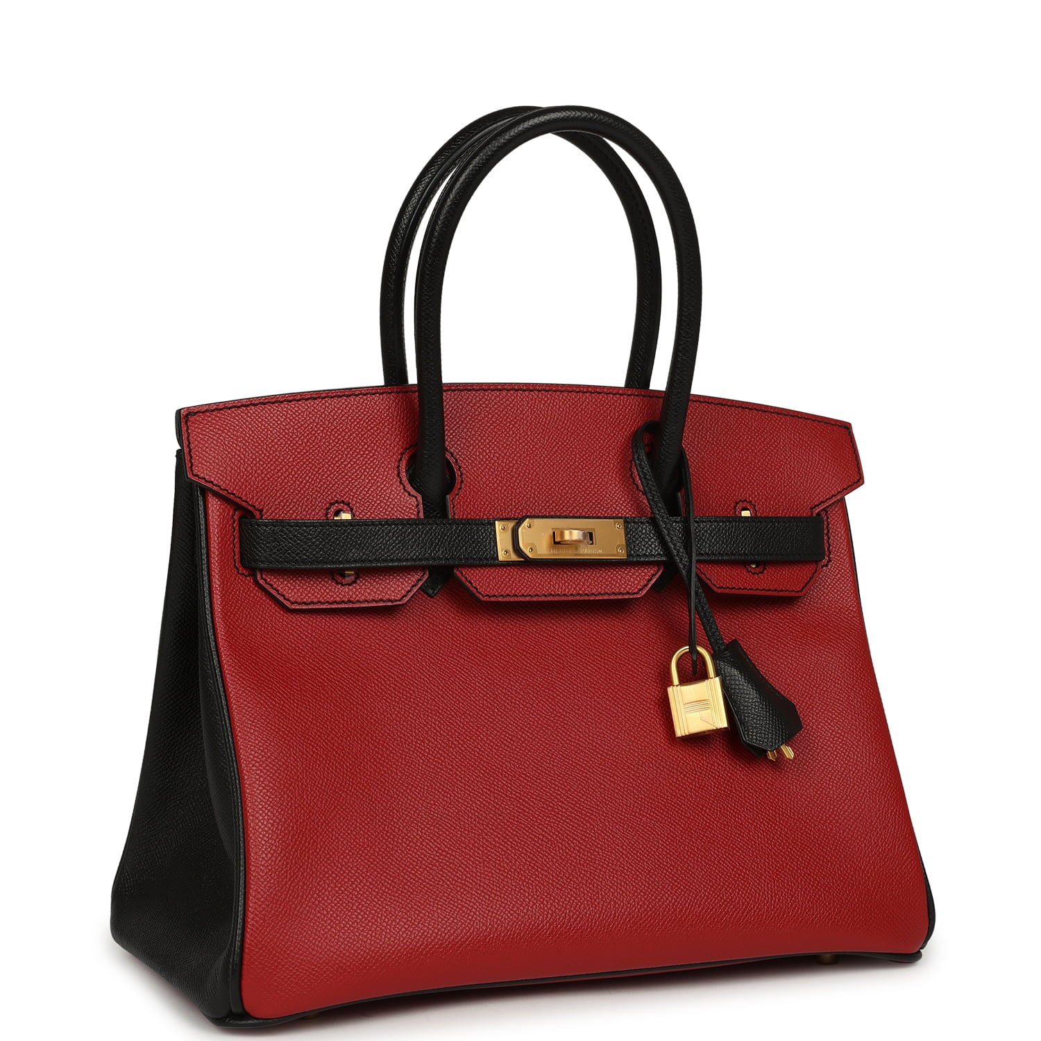 Hermès Special Order (HSS) Birkin 30 Rouge Vif, Black Epsom Brushed Gold Hardware Hermes Special Order (HSS) Birkin 30 Rouge Vif, Black Epsom Brushed Gold Hardware - View 2