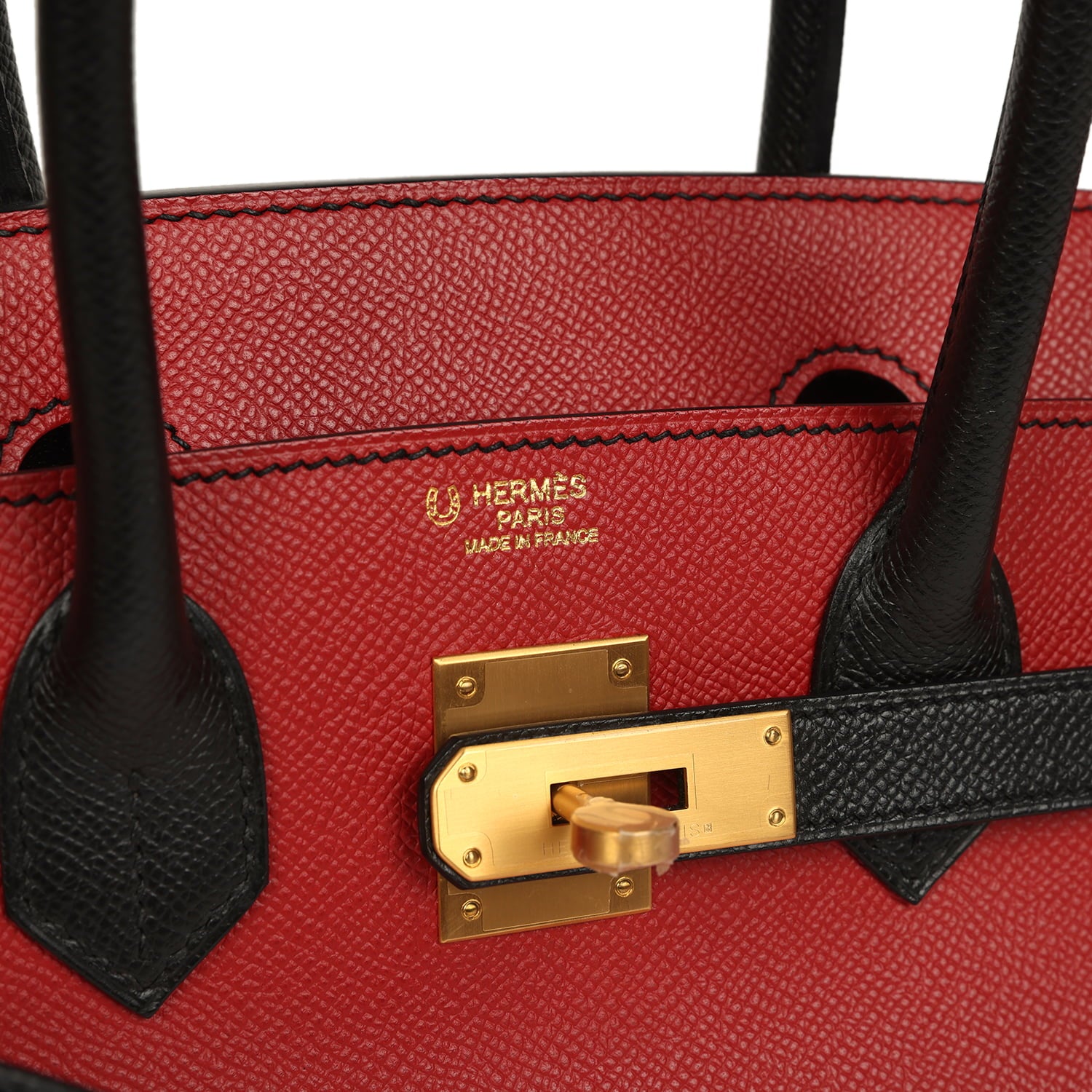 Hermès Special Order (HSS) Birkin 30 Rouge Vif, Black Epsom Brushed Gold Hardware Hermes Special Order (HSS) Birkin 30 Rouge Vif, Black Epsom Brushed Gold Hardware - View 7