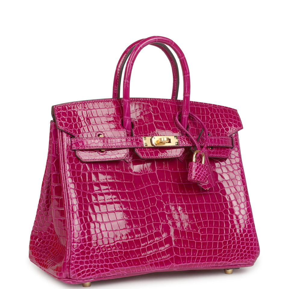 Hermès Birkin 25 Rose Scheherazade Shiny Porosus Crocodile Gold Hardware Hermes Birkin 25 Rose Scheherazade Shiny Porosus Crocodile Gold Hardware - view 2