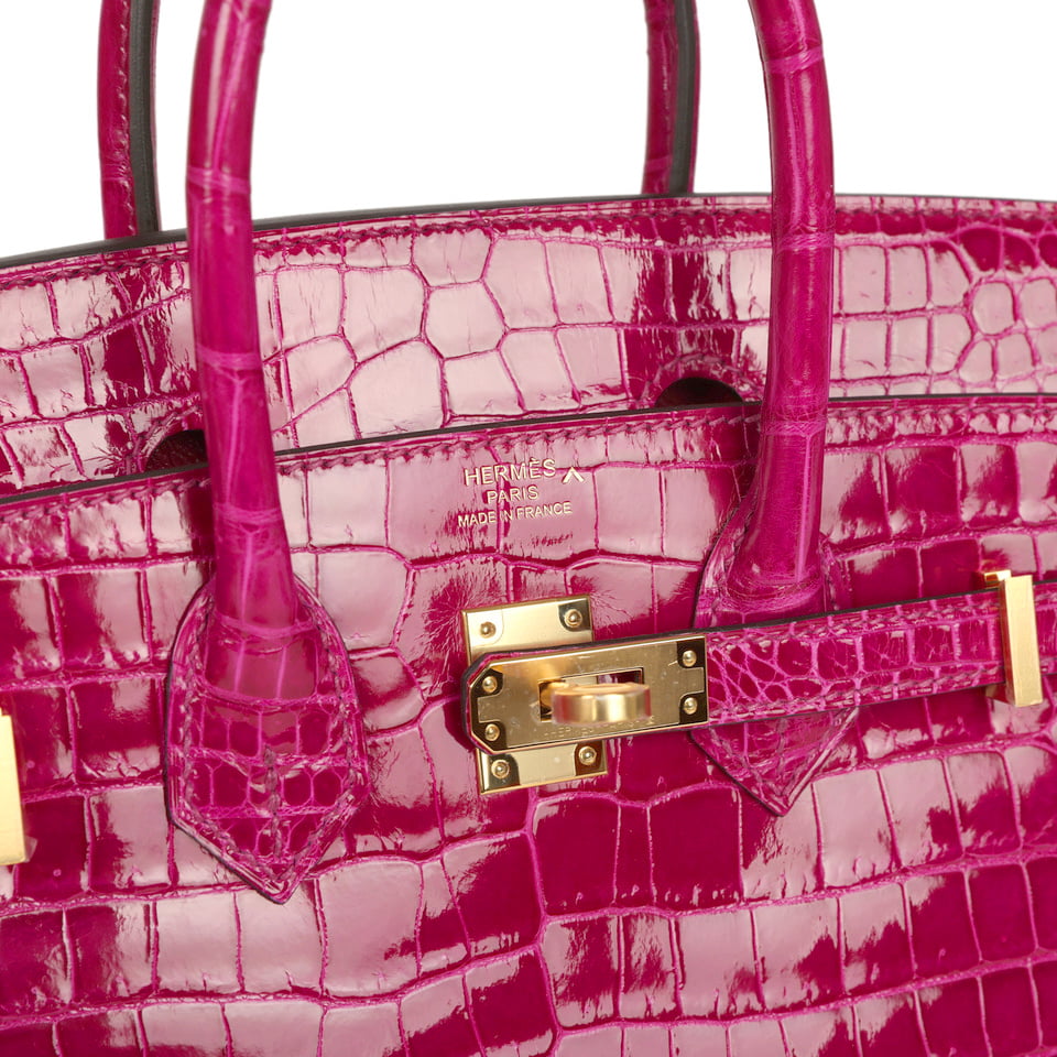 Hermès Birkin 25 Rose Scheherazade Shiny Porosus Crocodile Gold Hardware Hermes Birkin 25 Rose Scheherazade Shiny Porosus Crocodile Gold Hardware - view 7