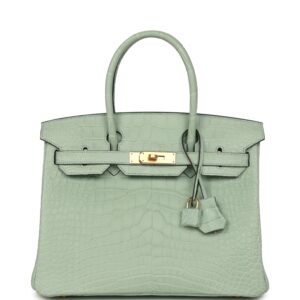 Hermes Birkin 30 Vert D'Eau Matte Alligator Gold Hardware