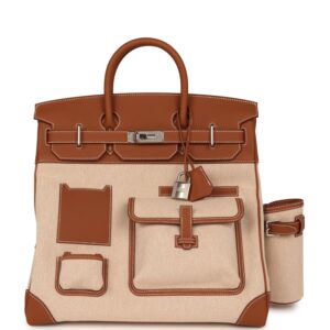 Hermes Birkin Cargo HAC 40 Gold Togo, Ecru-Beige Cargo H Canvas Palladium Hardware