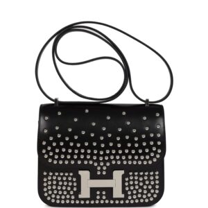 Hermes Constance 18 Clouté Black Box Palladium Hardware