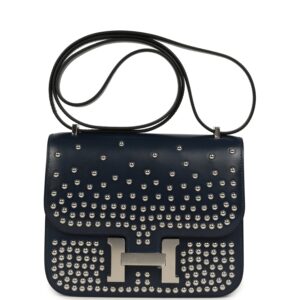 Hermes Constance 18 Clouté Bleu Abysse Box Palladium Hardware
