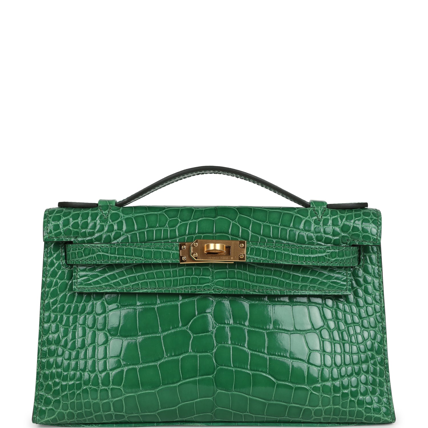 Hermès Kelly Pochette Cactus Shiny Alligator Gold Hardware Hermes Kelly Pochette Cactus Shiny Alligator Gold Hardware