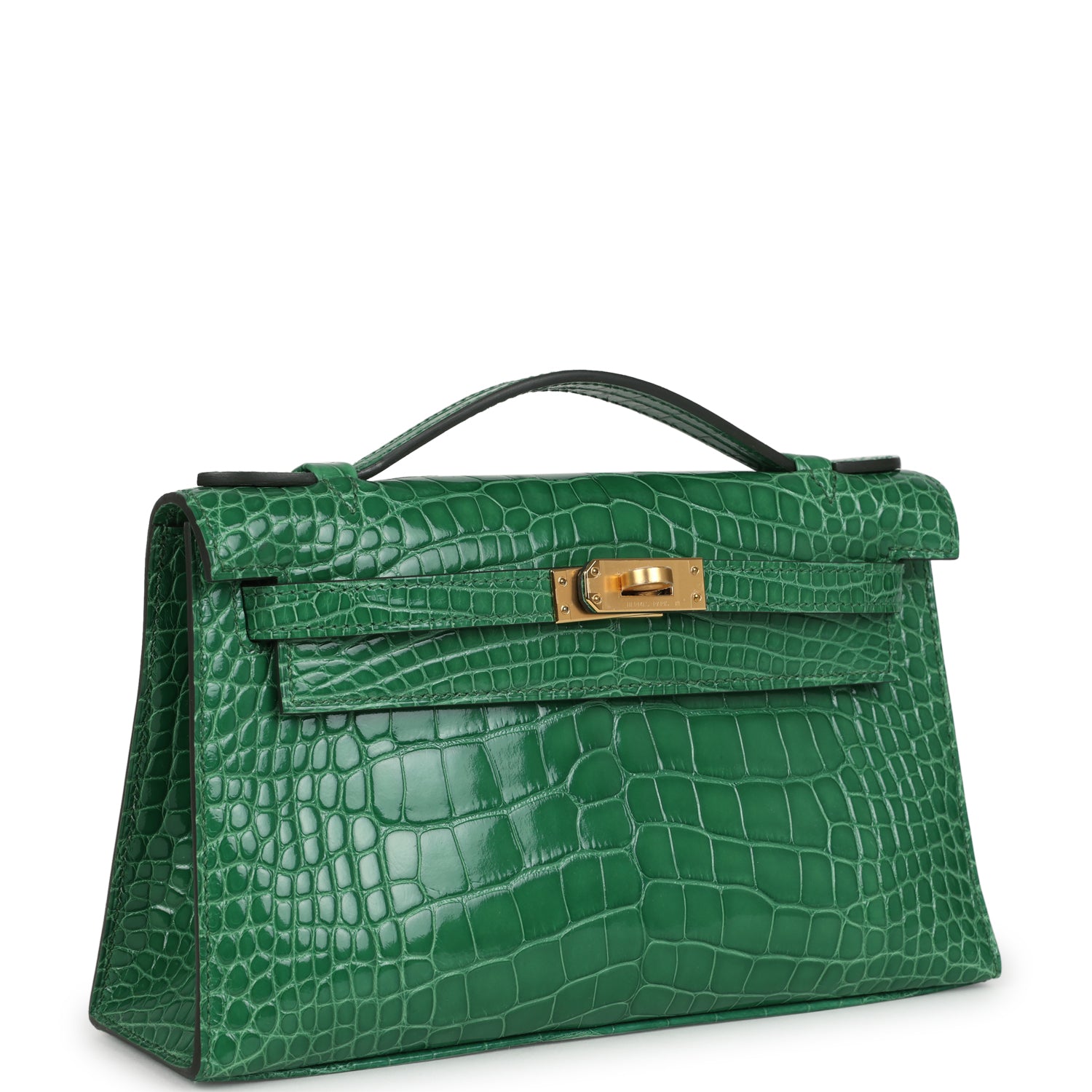 Hermès Kelly Pochette Cactus Shiny Alligator Gold Hardware Hermes Kelly Pochette Cactus Shiny Alligator Gold Hardware - view 2