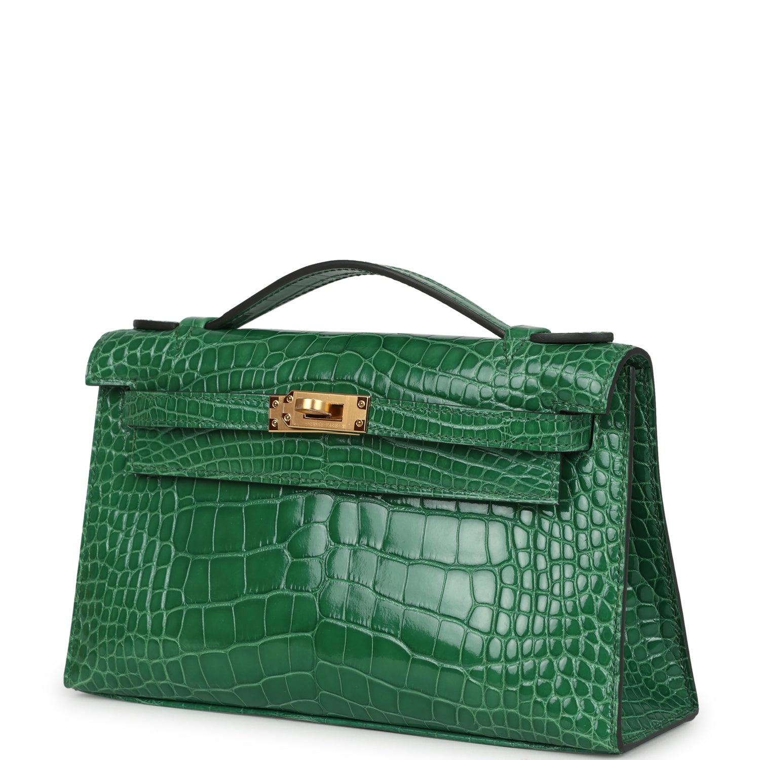 Hermès Kelly Pochette Cactus Shiny Alligator Gold Hardware Hermes Kelly Pochette Cactus Shiny Alligator Gold Hardware - view 5