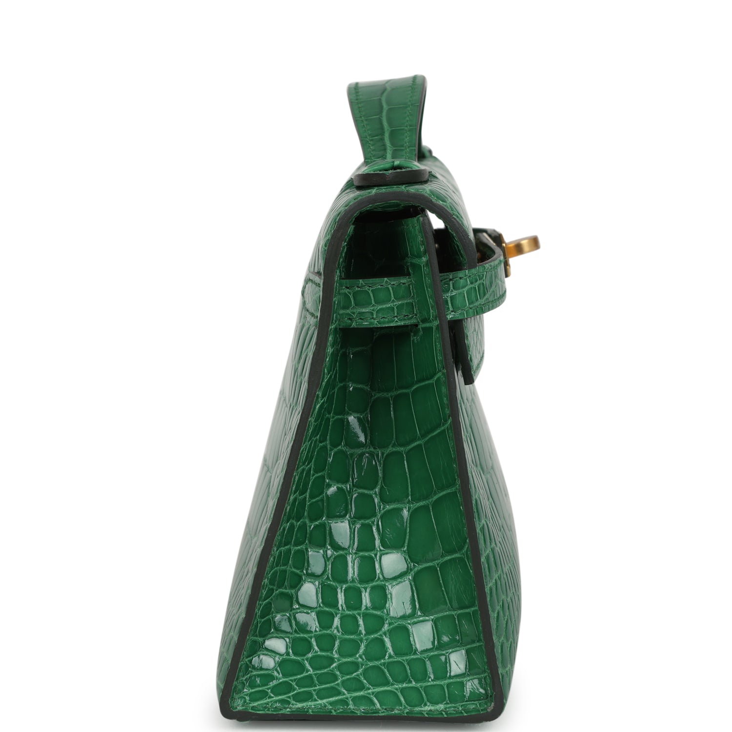 Hermès Kelly Pochette Cactus Shiny Alligator Gold Hardware Hermes Kelly Pochette Cactus Shiny Alligator Gold Hardware - view 3