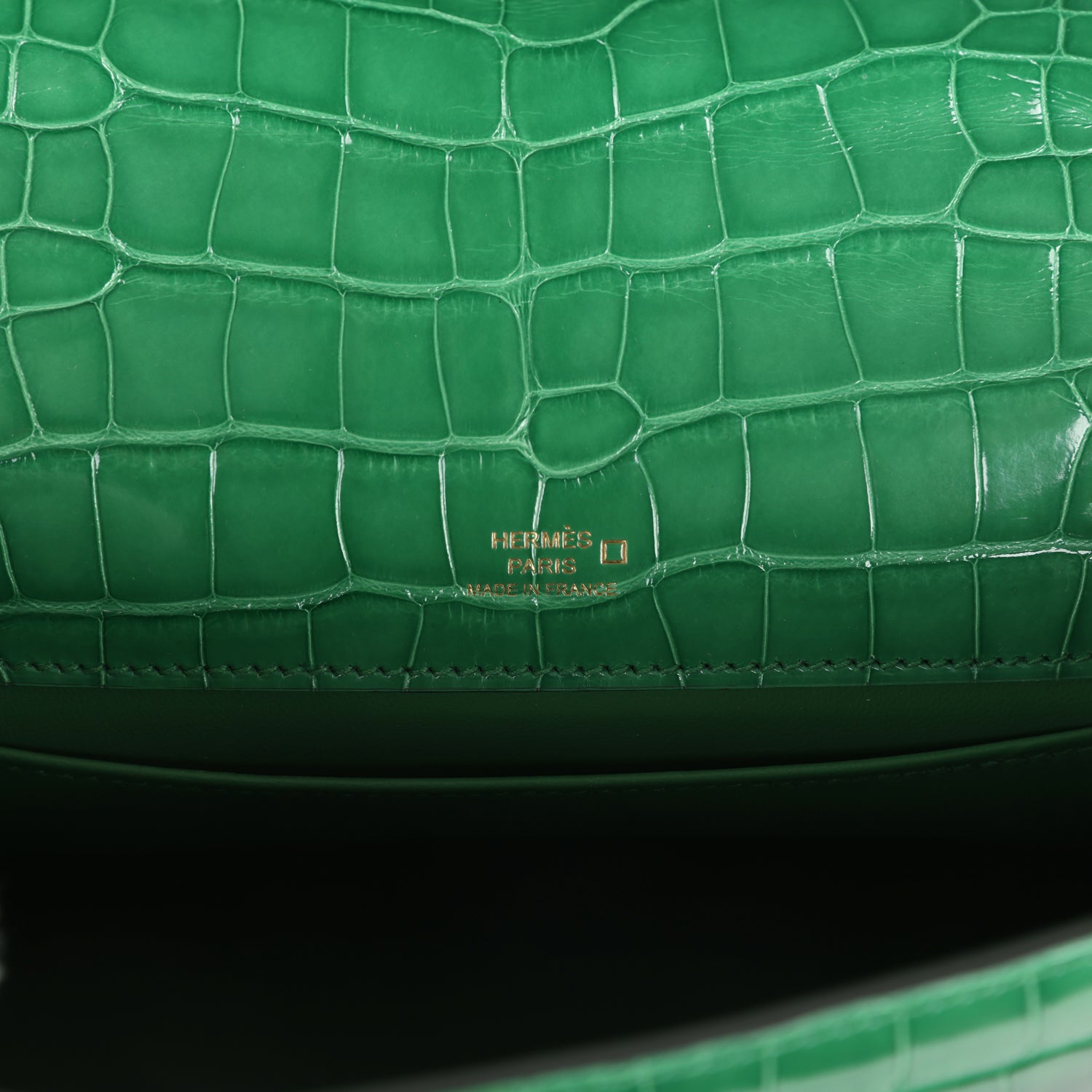 Hermès Kelly Pochette Cactus Shiny Alligator Gold Hardware Hermes Kelly Pochette Cactus Shiny Alligator Gold Hardware - view 7