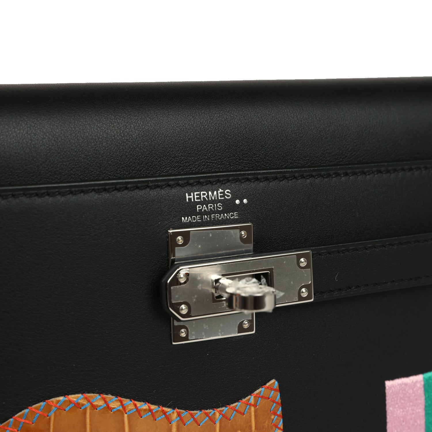 Hermès Kelly Elan Broderie Black Bet-Tab Swift, Niloticus Crocodile and Alligator Palladium Hardware Hermes Kelly Elan Broderie Black Bet-Tab Swift, Niloticus Crocodile and Alligator Palladium Hardware - view 7