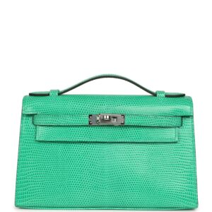 Hermes Kelly Pochette Menthe Varanus Niloticus Lizard Palladium Hardware