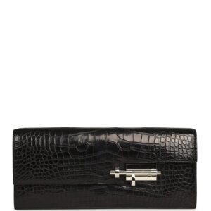 Hermes Verrou Clutch Black Matte Alligator Mississippiensis Palladium Hardware