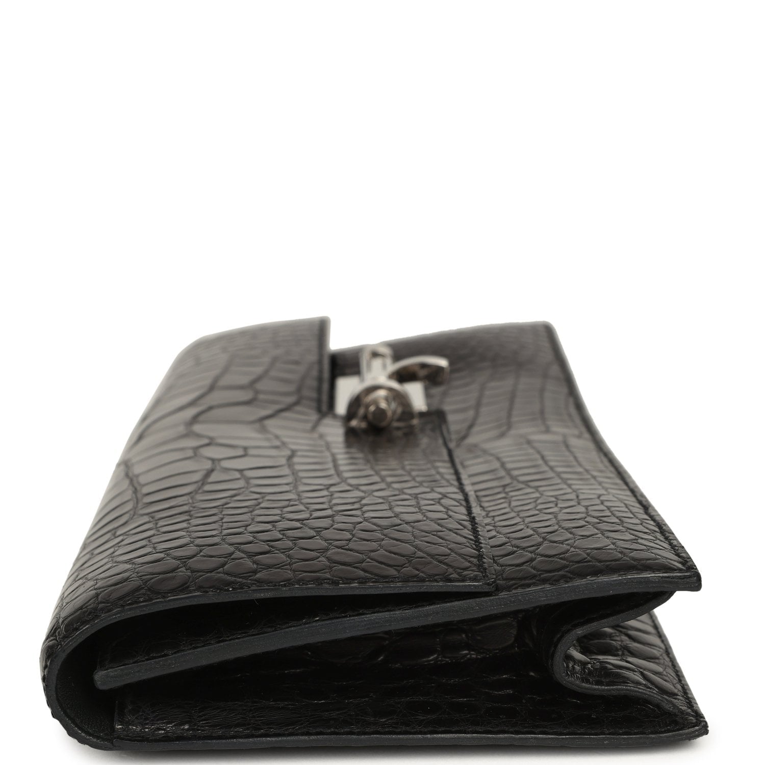 Hermès Verrou Clutch Black Matte Alligator Mississippiensis Palladium Hardware Hermes Verrou Clutch Black Matte Alligator Mississippiensis Palladium Hardware - View 5