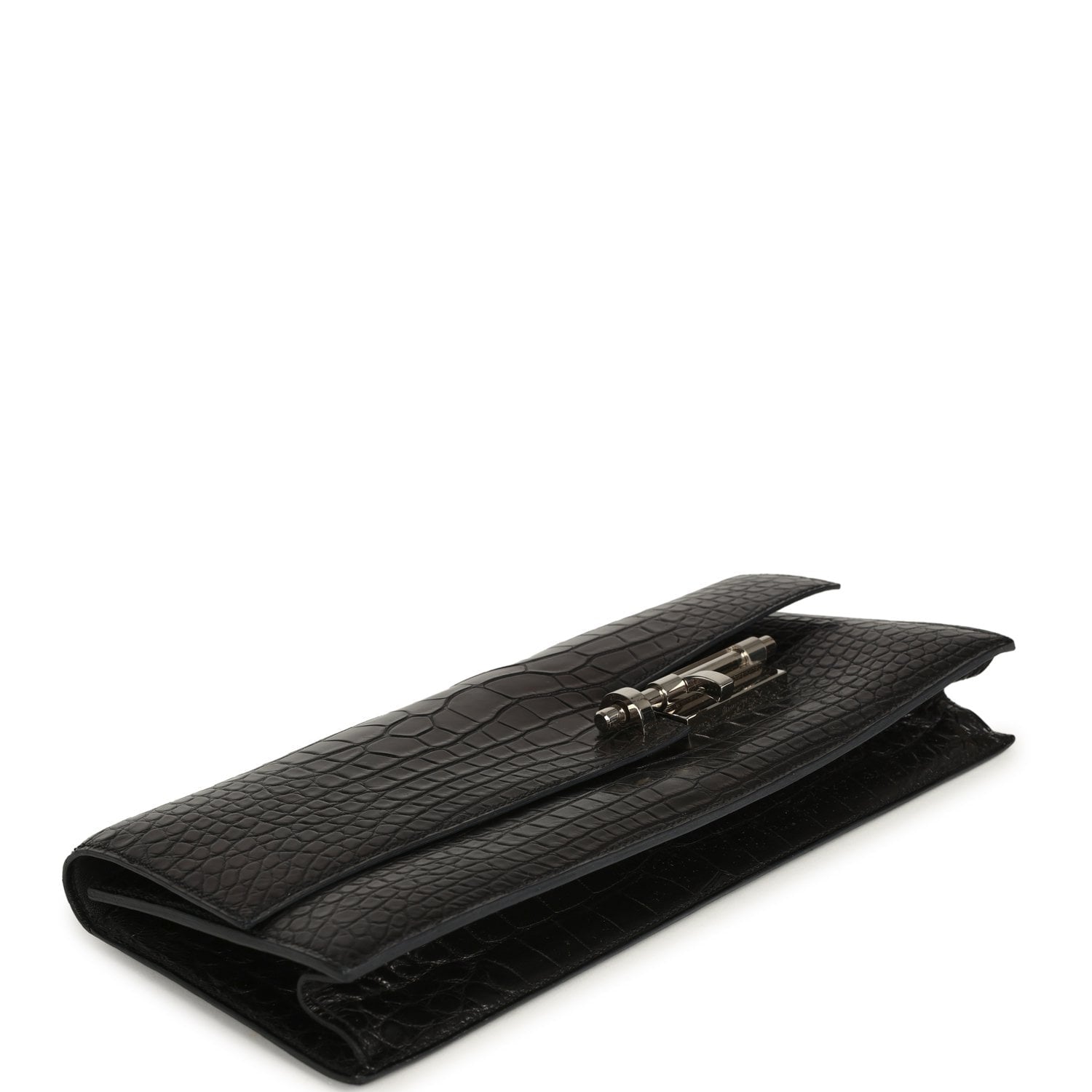 Hermès Verrou Clutch Black Matte Alligator Mississippiensis Palladium Hardware Hermes Verrou Clutch Black Matte Alligator Mississippiensis Palladium Hardware - View 3