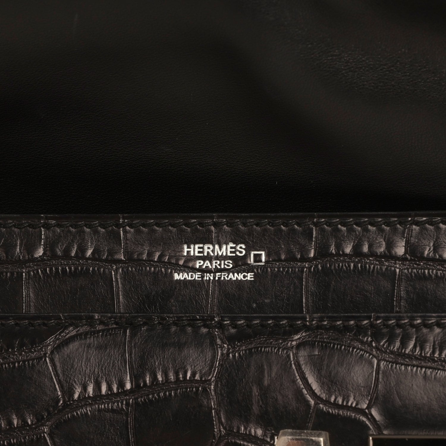 Hermès Verrou Clutch Black Matte Alligator Mississippiensis Palladium Hardware Hermes Verrou Clutch Black Matte Alligator Mississippiensis Palladium Hardware - View 7