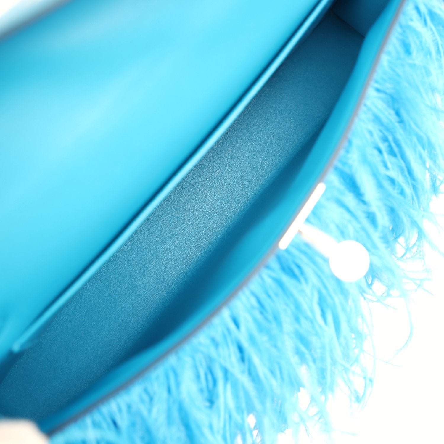 Hermès Kelly Elan Foile Bleu Frida Chevre Chamkila and Ostrich Feathers Palladium Hardware Hermes Kelly Elan Foile Bleu Frida Chevre Chamkila and Ostrich Feathers Palladium Hardware - view 8
