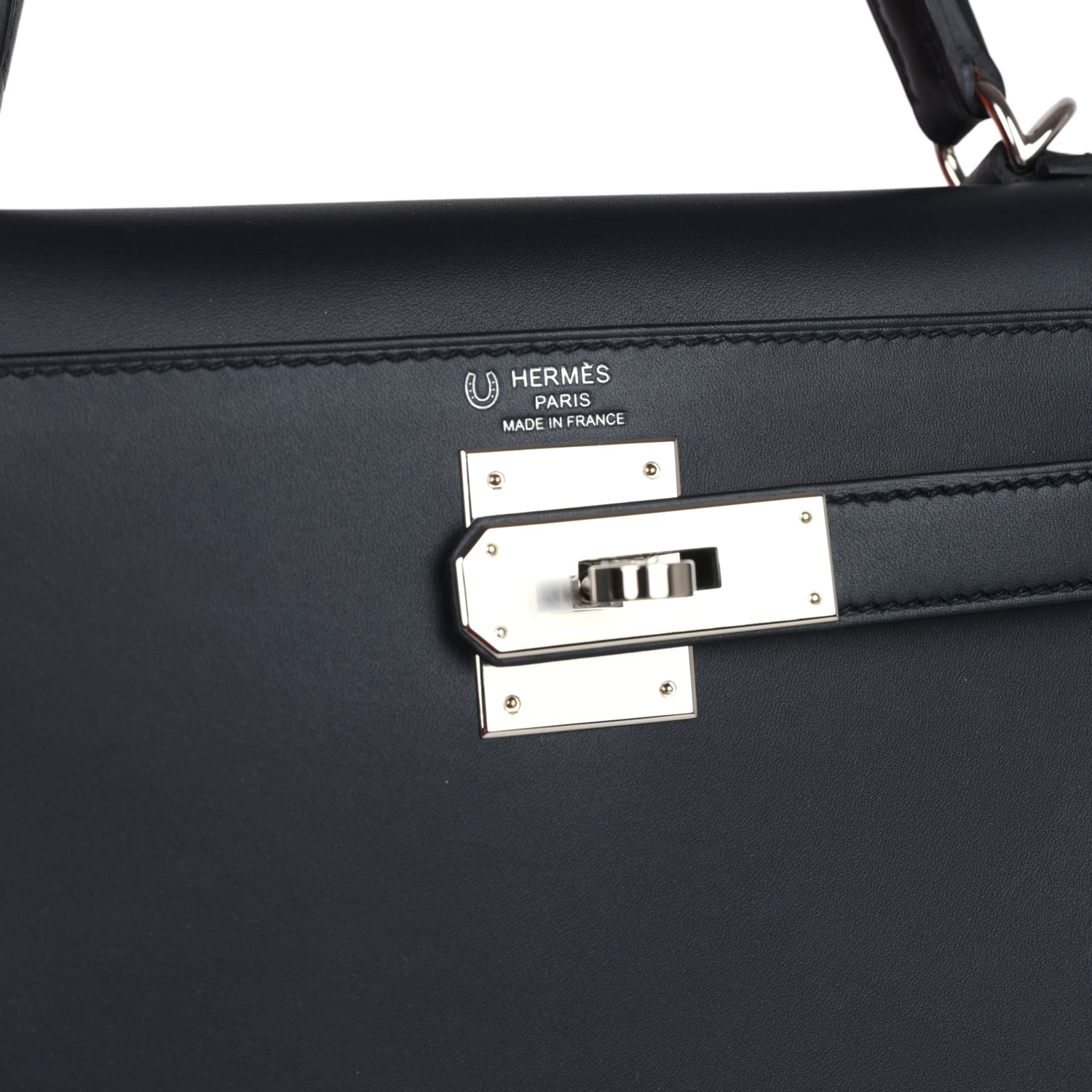 Hermès Special Order (HSS) Kelly Sellier 28 Bleu Obscur Verso Sombrero Palladium Hardware Hermes Special Order (HSS) Kelly Sellier 28 Bleu Obscur Verso Sombrero Palladium Hardware - view 7